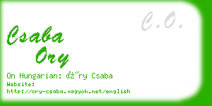csaba ory business card